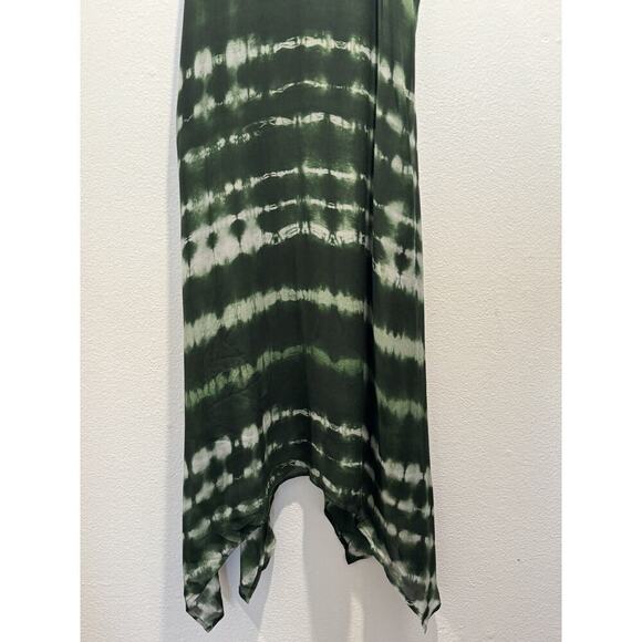 Fifteen Twenty Small Green Tie Dye Handkerchief Dress Asymmetrical Hem Resort - Picture 5 of 7